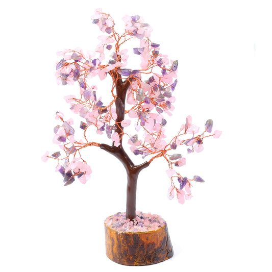 Love & Peace Crystal Chip Tree - Rose Quartz & Amethyst