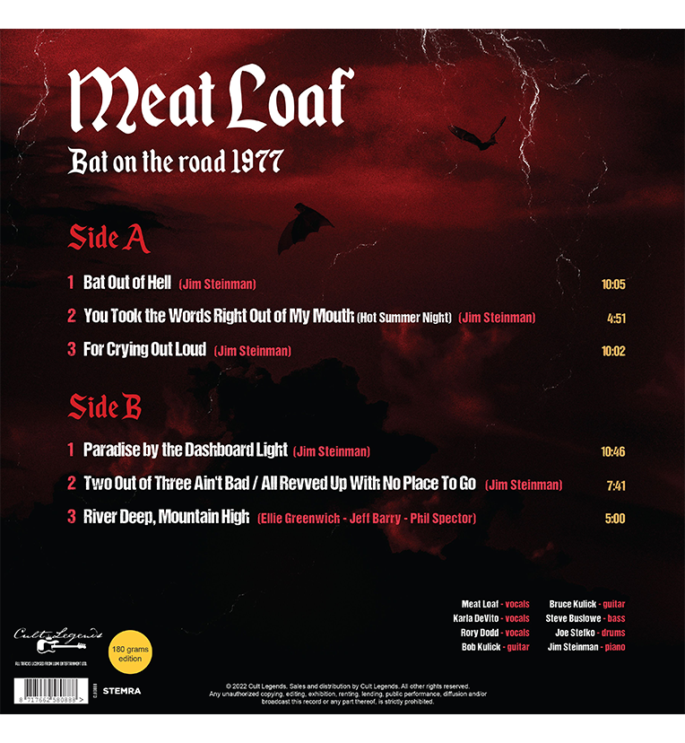 Meat Loaf – Bat On the Road 1977 (12-Inch Album on 180g Vinyl)