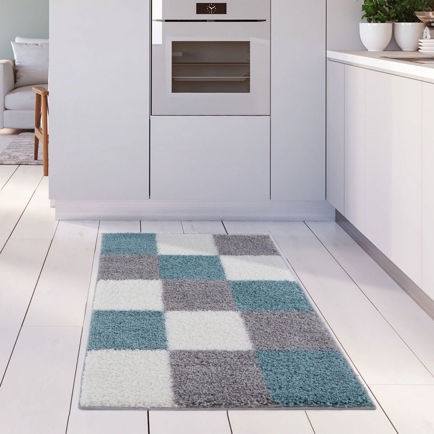 Myshaggy Geometric Duck Egg Blue Rug