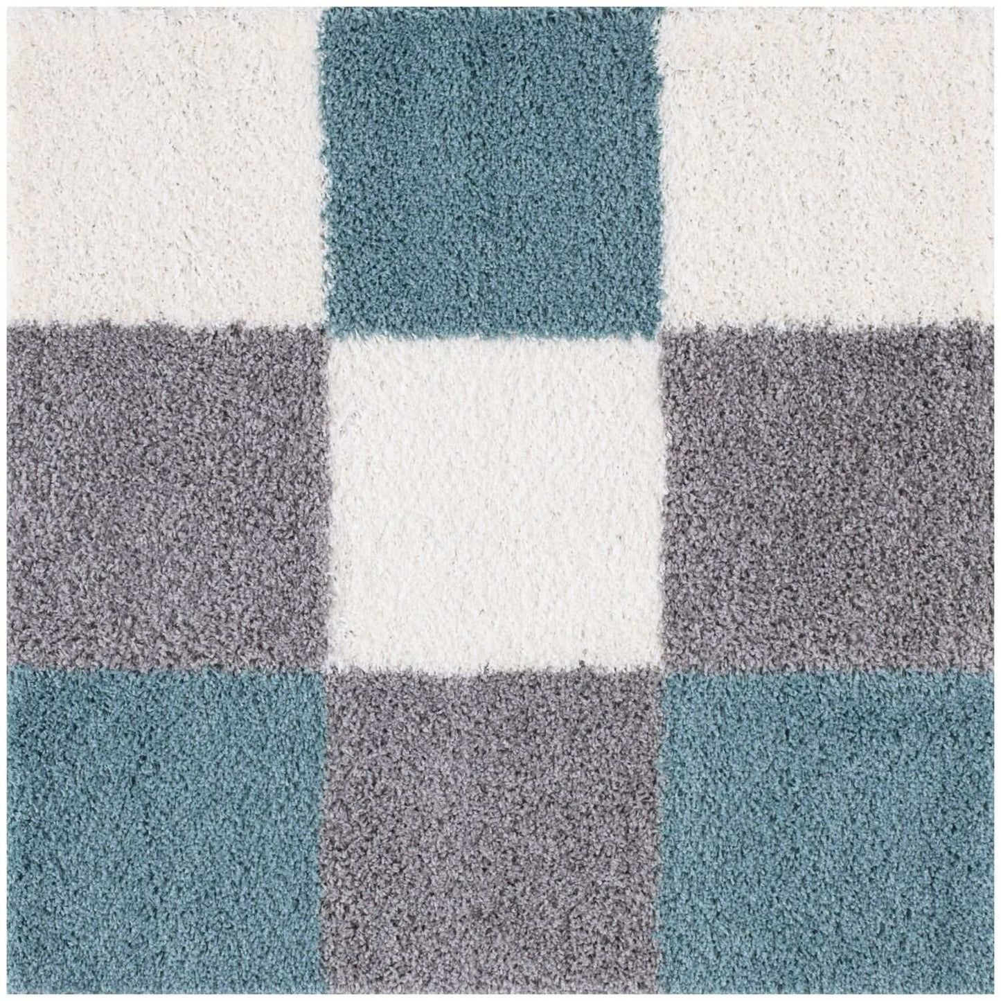 Myshaggy Geometric Duck Egg Blue Rug