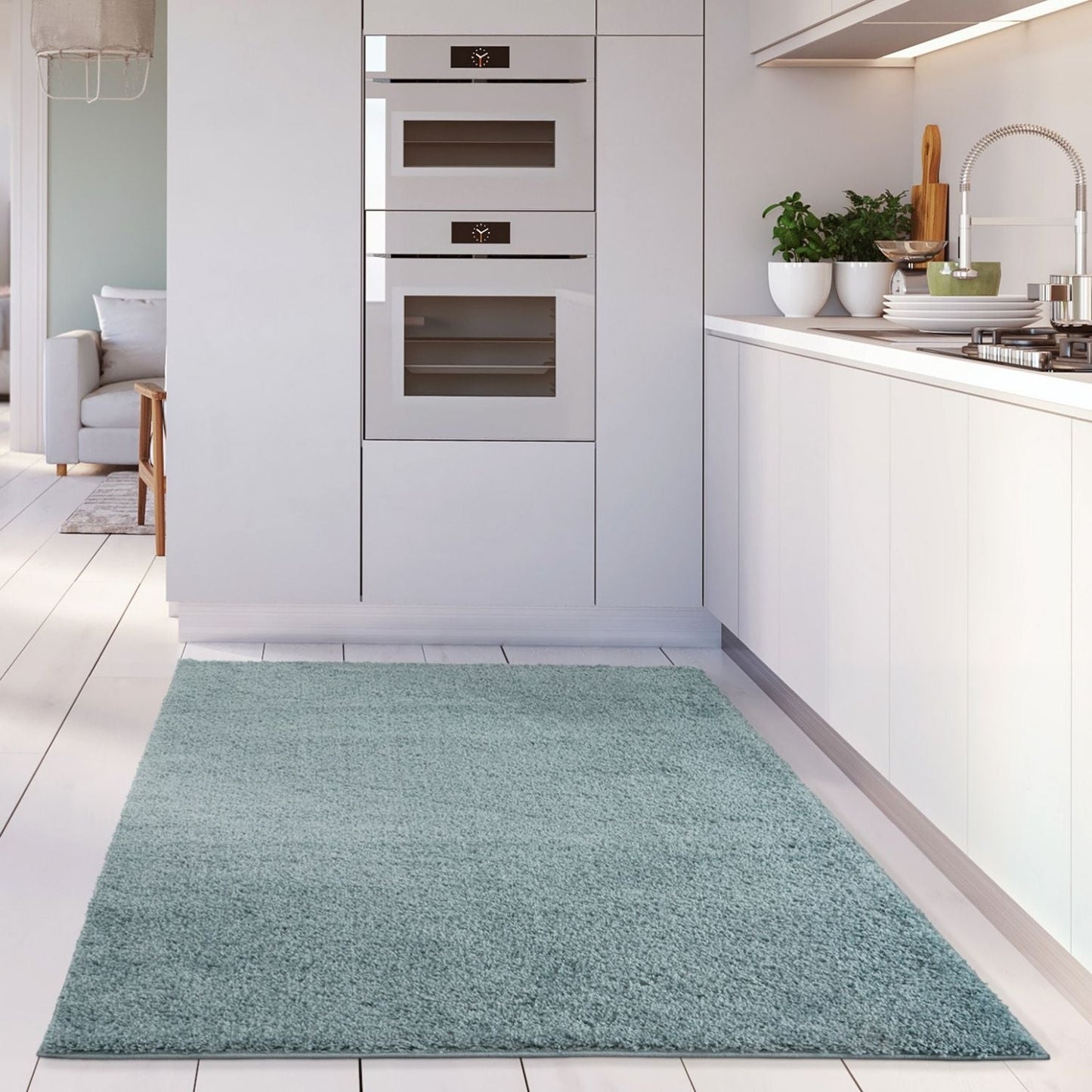 Myshaggy Solid Duck Egg Blue Rug