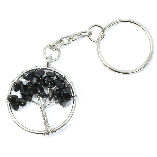 Black Obsidian Tree Of Life Keyring
