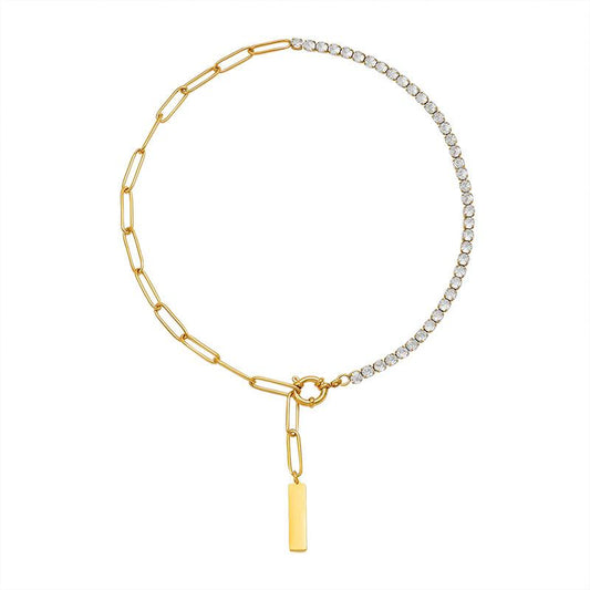 Vivian Luxe 18k Gold Plated Half Tennis Necklace