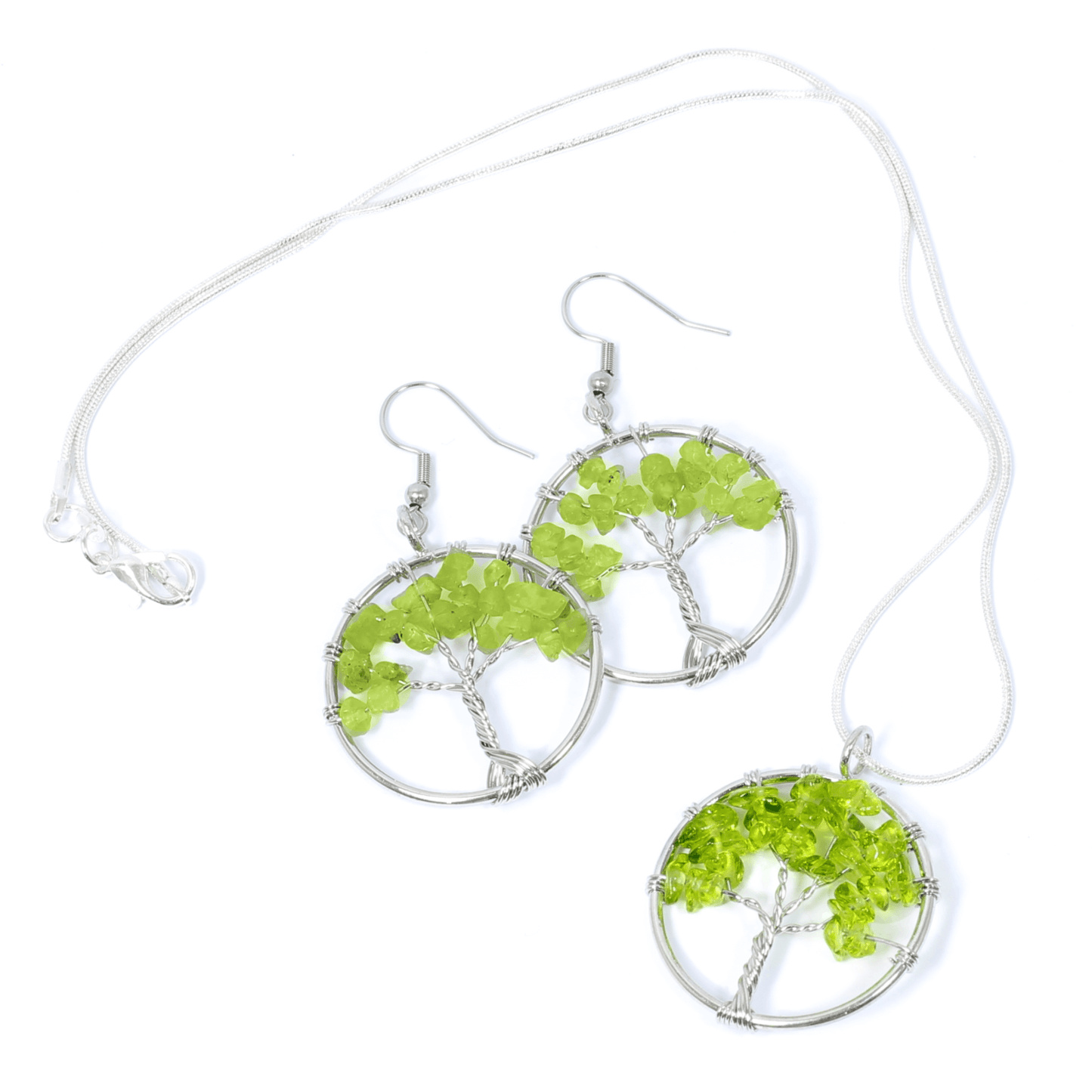 Peridot Tree Of Life Jewellery Set (Necklace & Earrings)