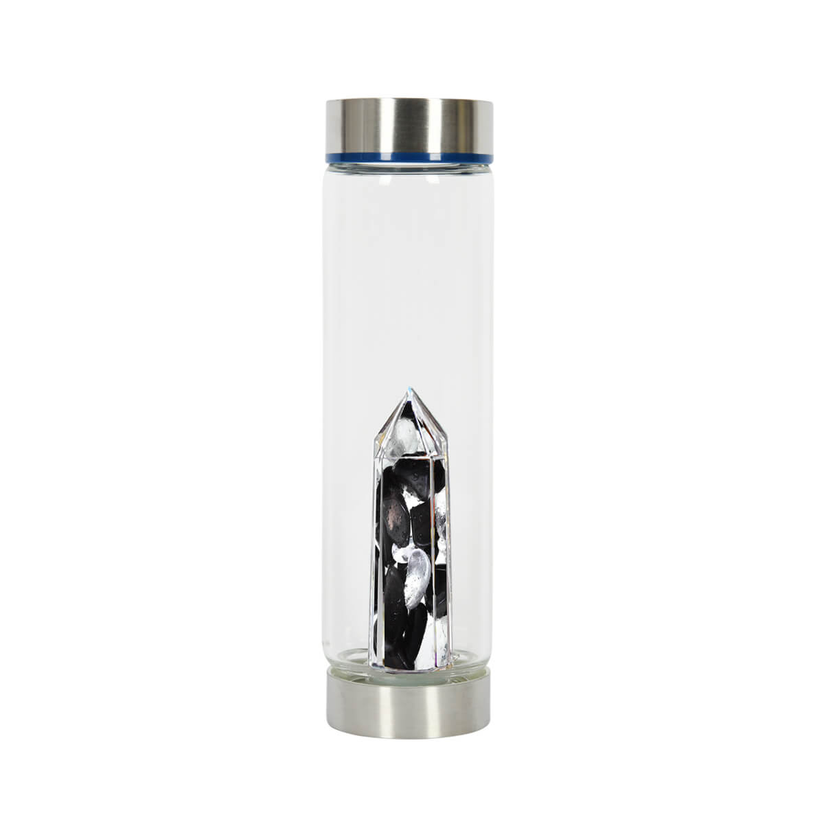 Bewater Power Protection Glass Bottle - Tourmaline,Obsidian and Rock Crystal