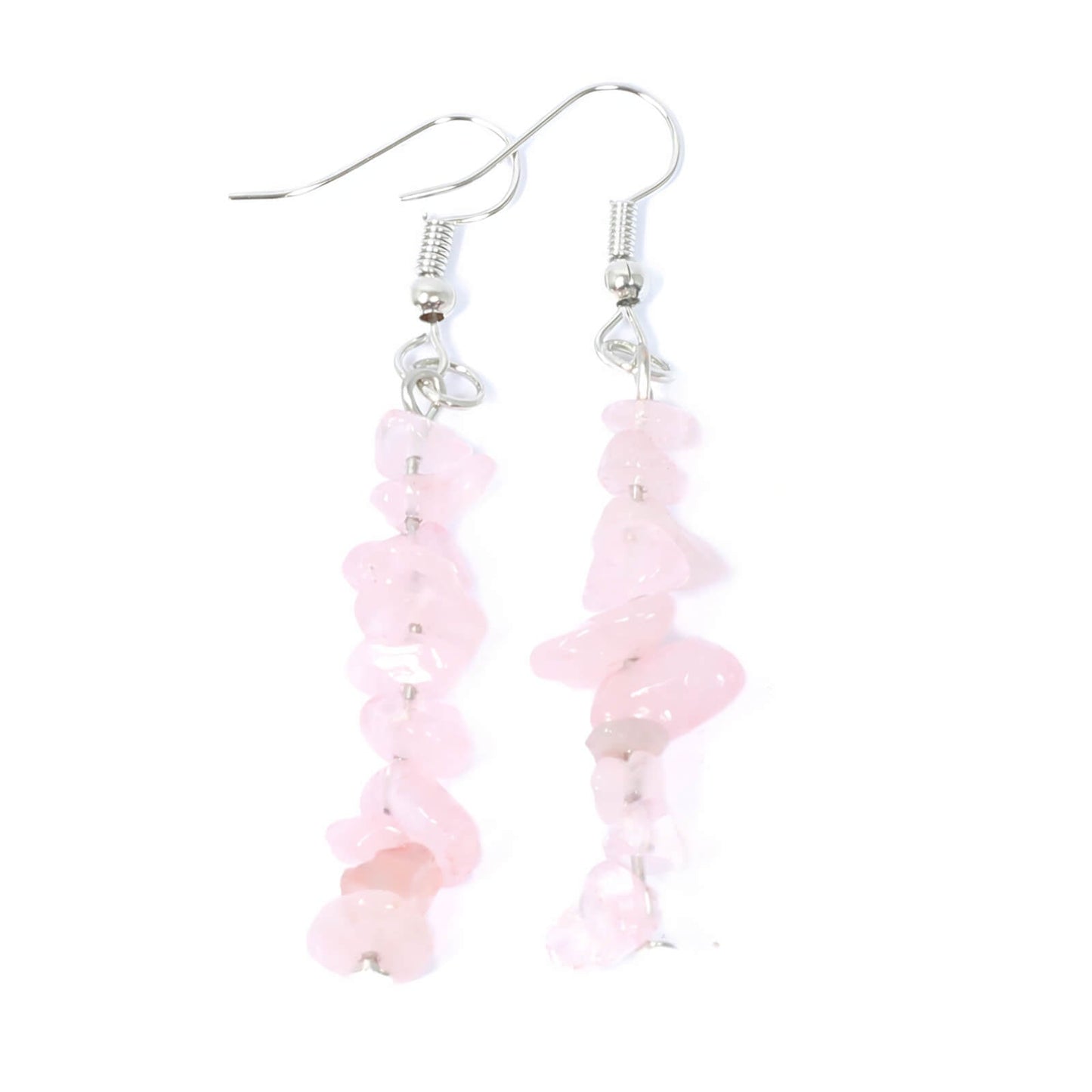 Rose Quartz Crystal Chip Drop Earrings