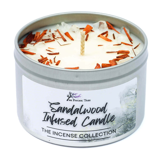 Sandalwood Crystal Infused Scented Candle - The Incense Collection