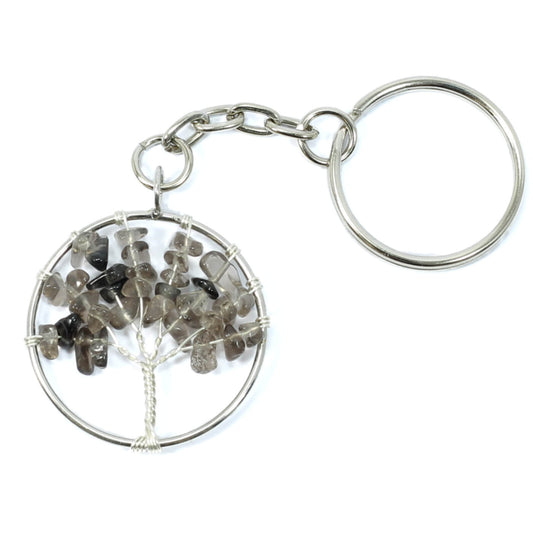 Smokey Quartz Tree Of Life Keyring
