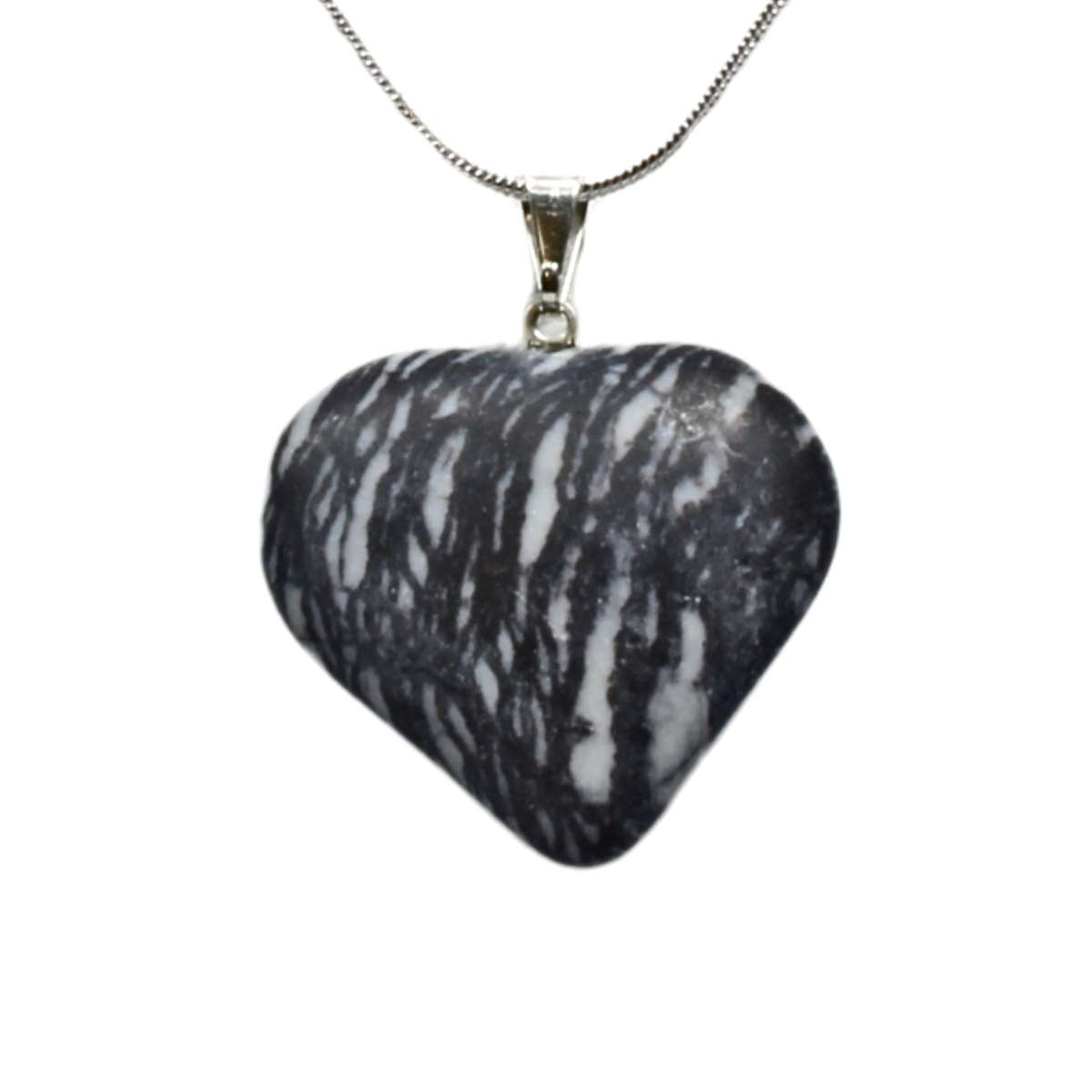 Spider Web Jasper Heart Pendant with Chain