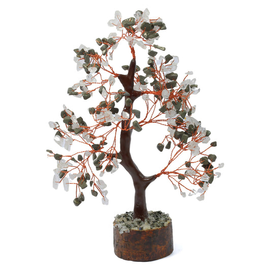 Success & Focus Crystal Chip Tree - Clear Quartz & Pyrite