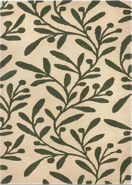 Cream Wool Rug Floral Design