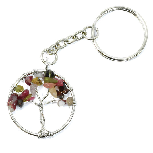 Watermelon Tourmaline Tree Of Life Keyring