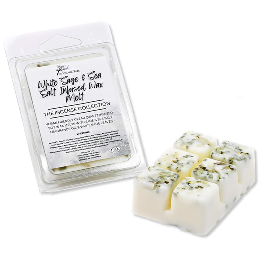 White Sage & Sea Salt Crystal Infused Scented Wax Melts - The Incense Collection