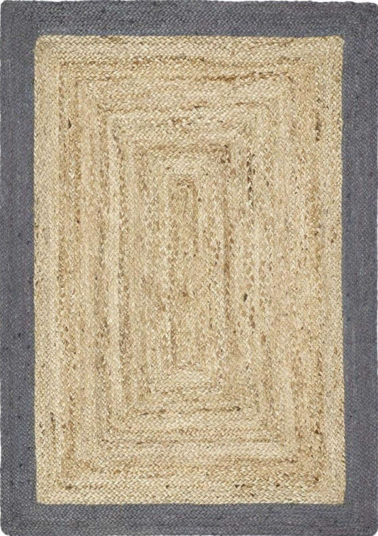 Bordered Grey Jute Rug