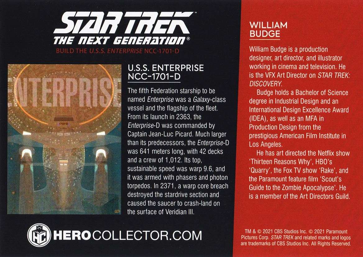 ✨ RARE PRINT: Enterprise-D Print by William Budge (Eaglemoss/Hero Collector) SPECIAL ISSUE #1