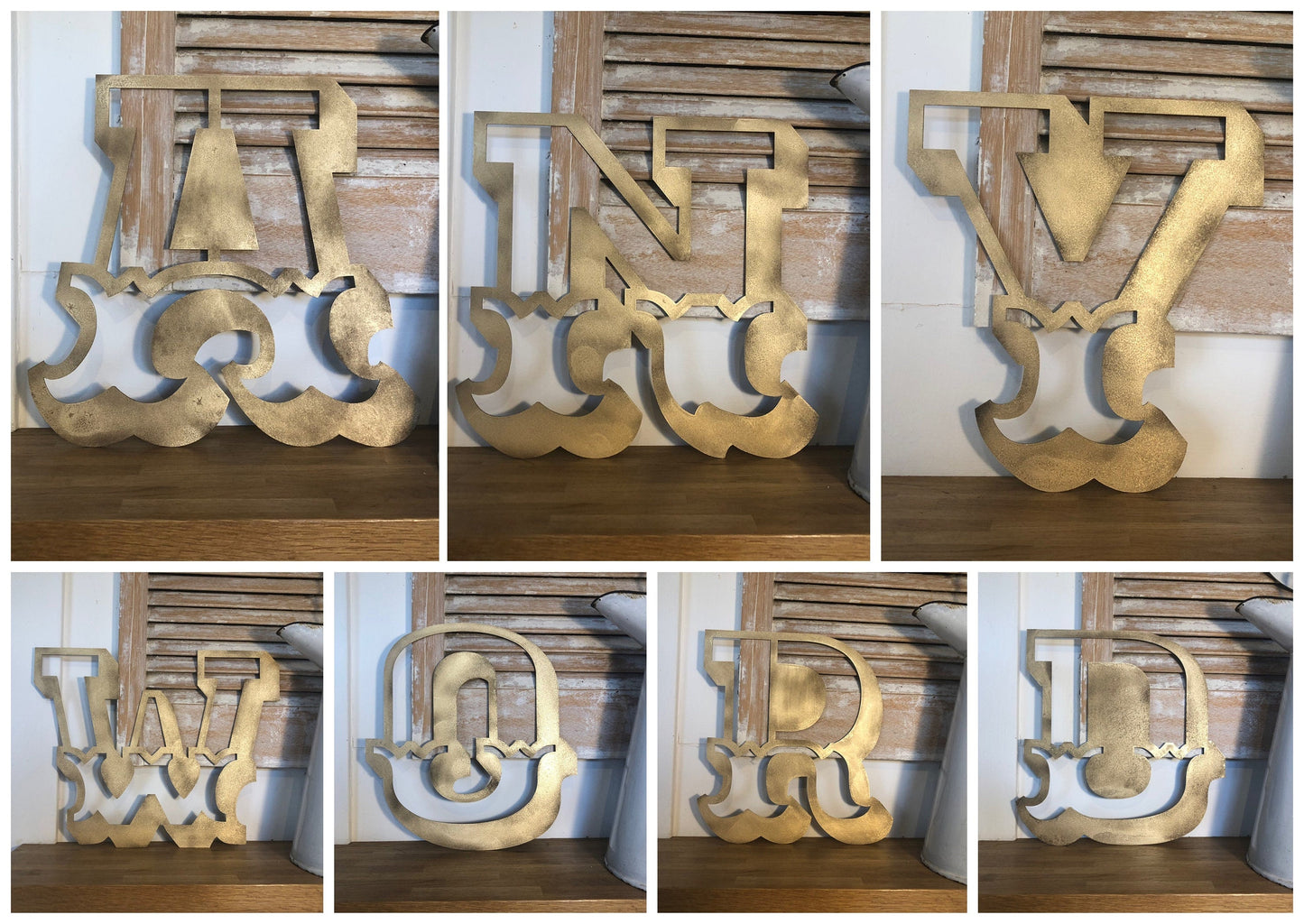 A-Z Rustic 5" or 12" Gold Metal Carnival Letters.
