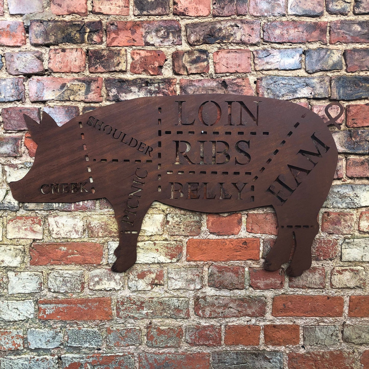 Buy Metal Butchers Cuts Novelty Pig Sign Online Gift - Fast Nationwide Delivery
