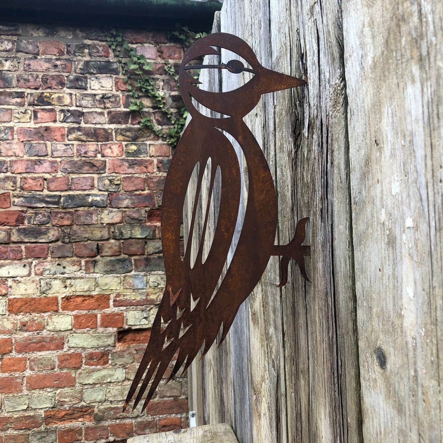 Buy Rusty Metal Woodpecker Garden Decoration Sign Online Gift - Fast Nationwide Delivery