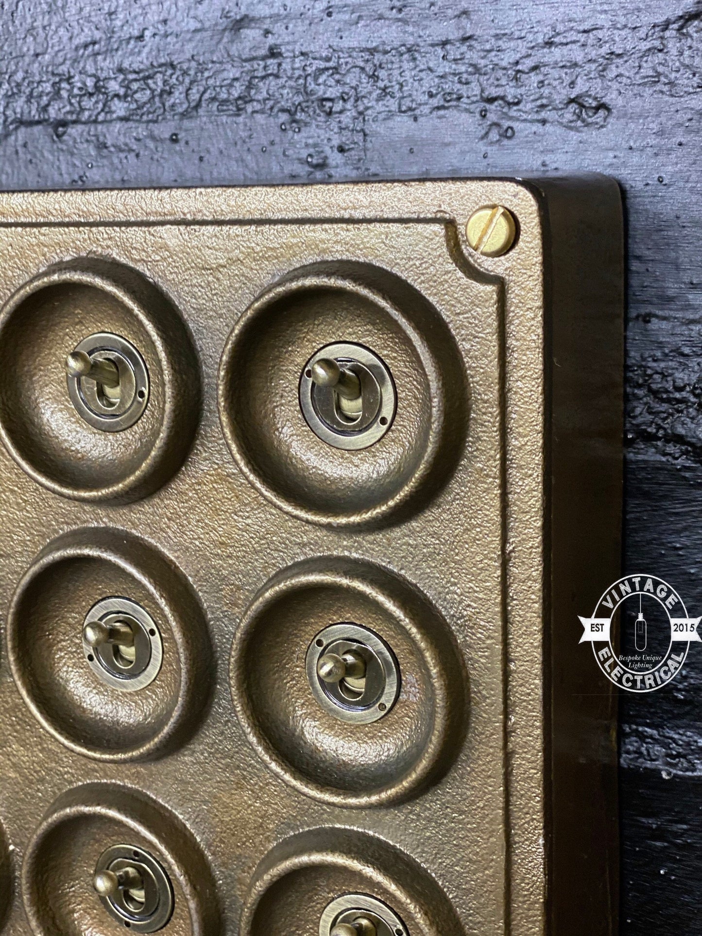 12 Gang 2 Way Bronze Solid Cast Metal Surface Mounting Conduit Light Switch Industrial - BS EN Approved Vintage Crabtree 1950’s Style
