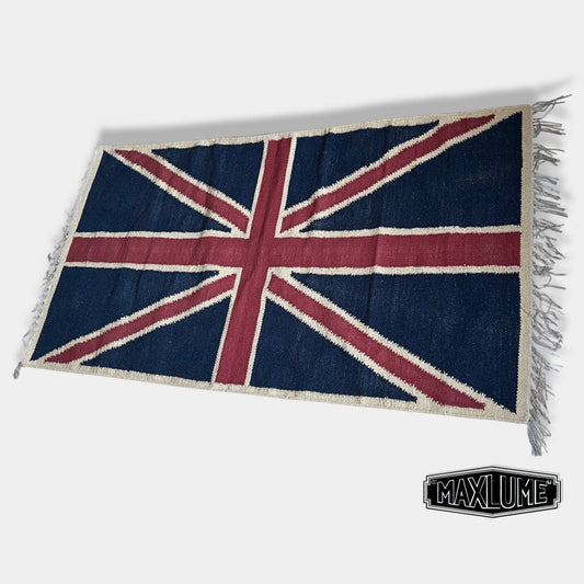 Union Jack Rug Handmade Jute British Flag Design knotted Reversible 5ft x 2.5ft
