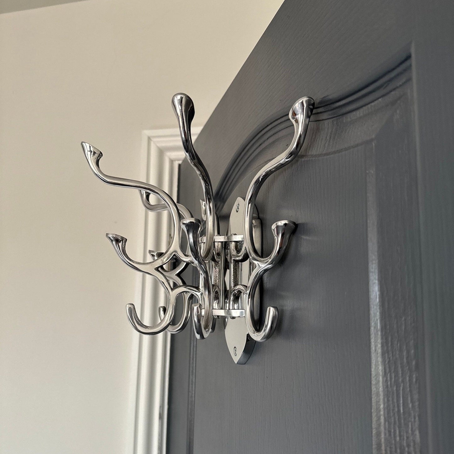 Metal Swivel Coat Rack - Polished Chrome Finish - Rustic - Handmade - Vintage Style | Art Deco