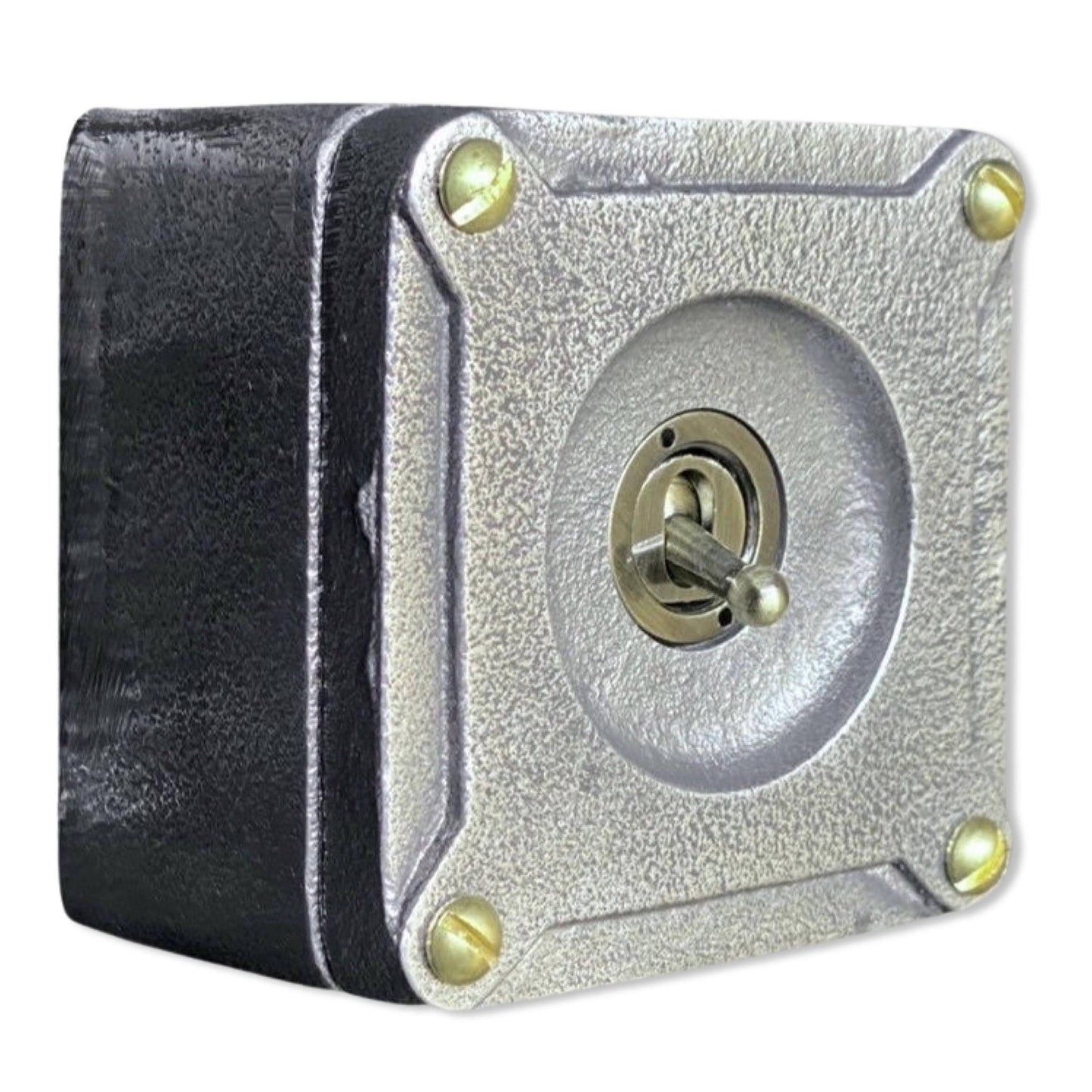 Single Gang 2 Way Conduit Surface Mounting Light Switch Solid Cast Metal Industrial ~ BS EN Approved Vintage Britmac Style