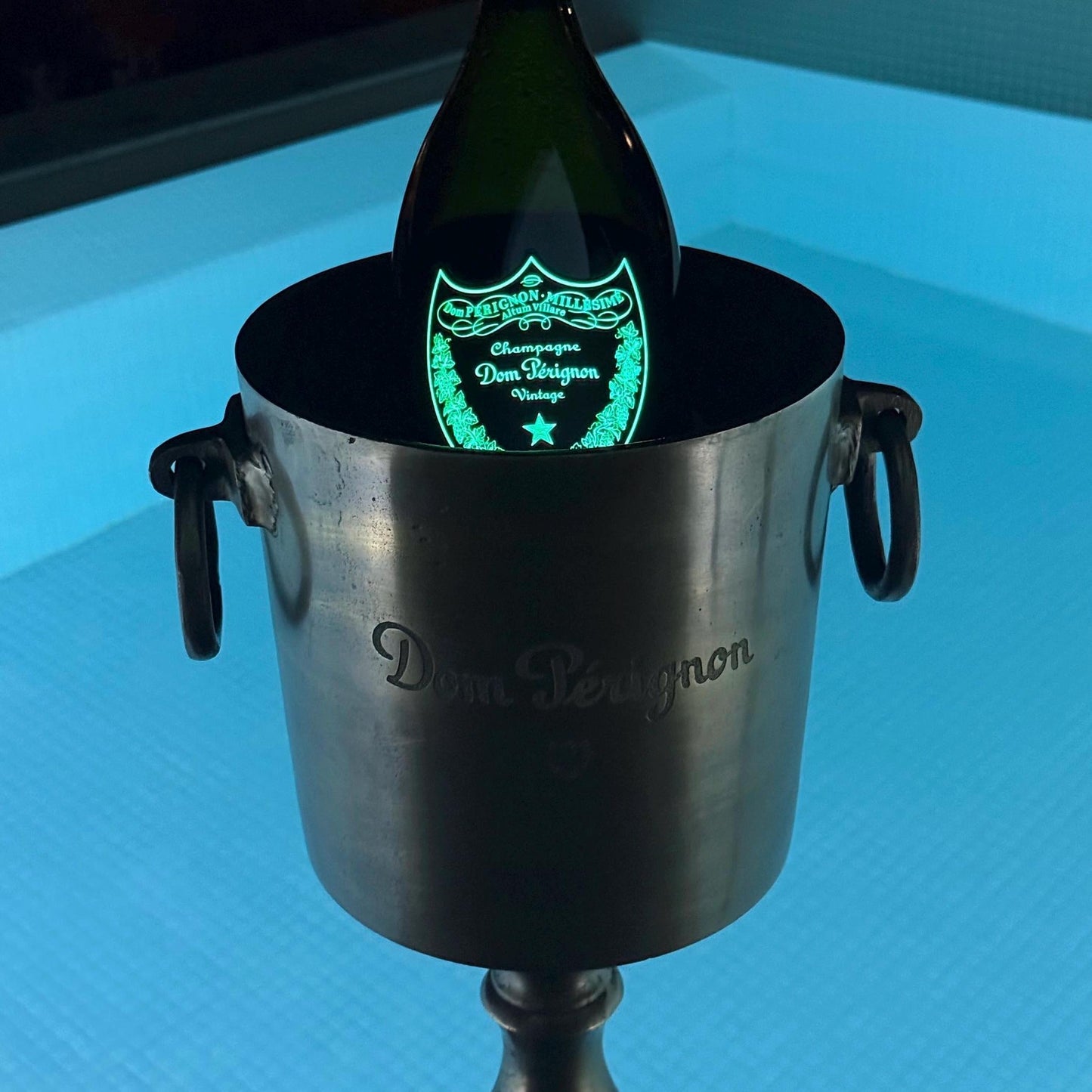 Dom Perignon Antique Brass ~ Solid Cast Engraved Champagne Floor Standing Ice Bucket | Wine Cooler