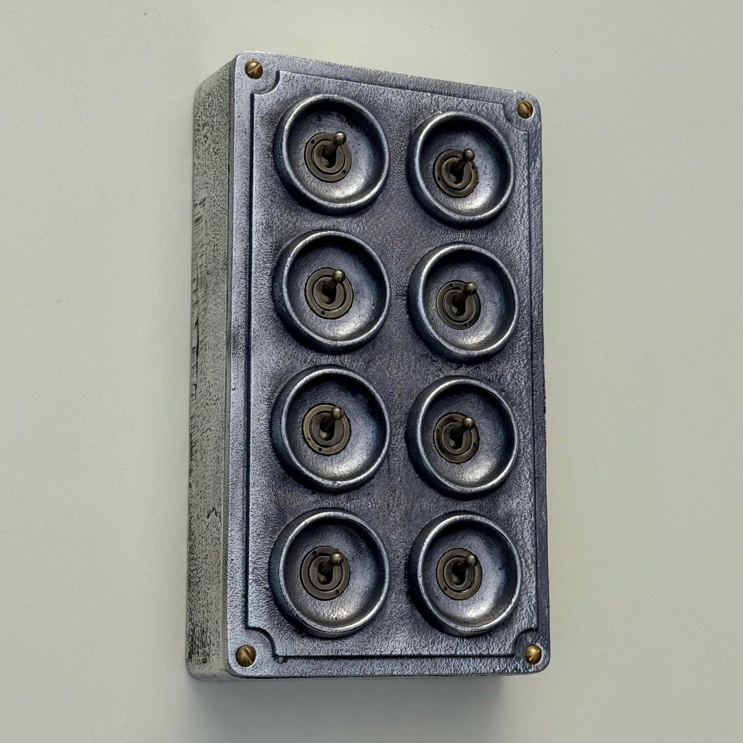 8 Gang 2 Way Solid Cast Metal Conduit Light Switch Industrial - Vintage Crabtree Style