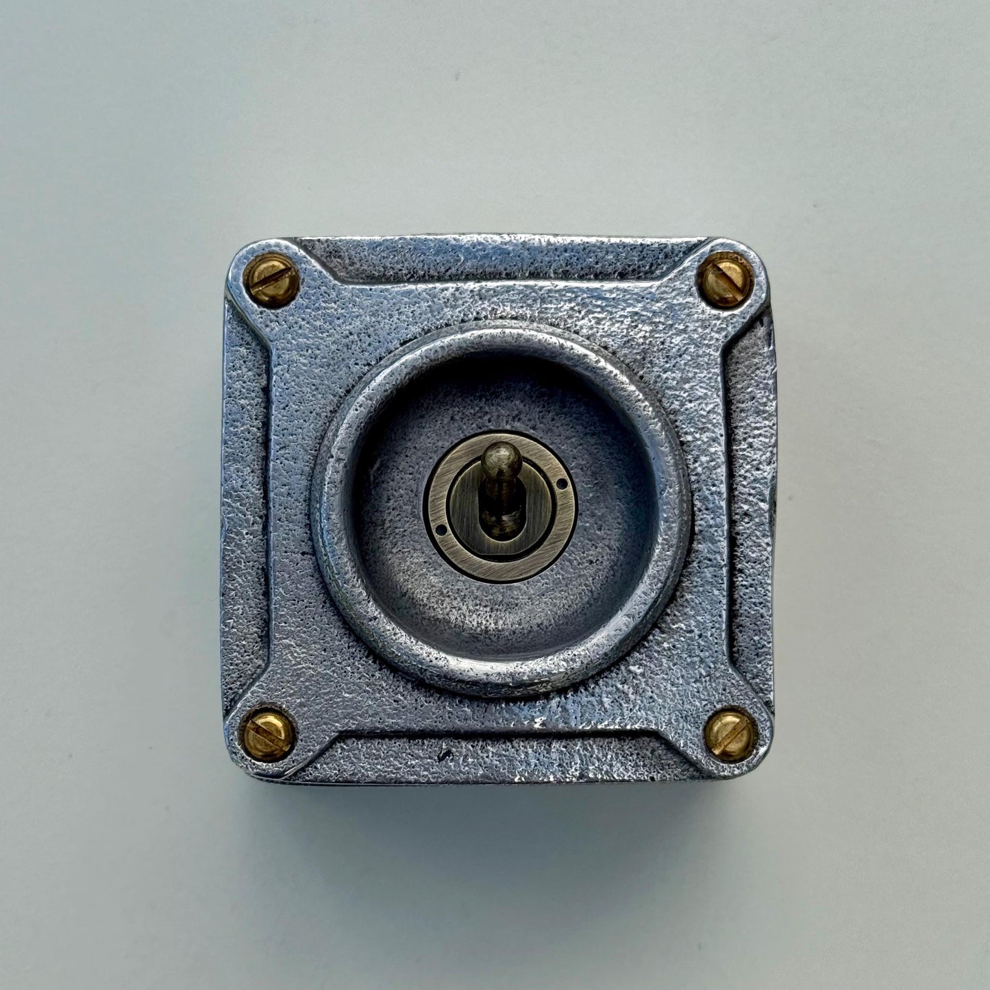 Single Gang Solid Metal Conduit Toggle Light Switch - Industrial Vintage Crabtree