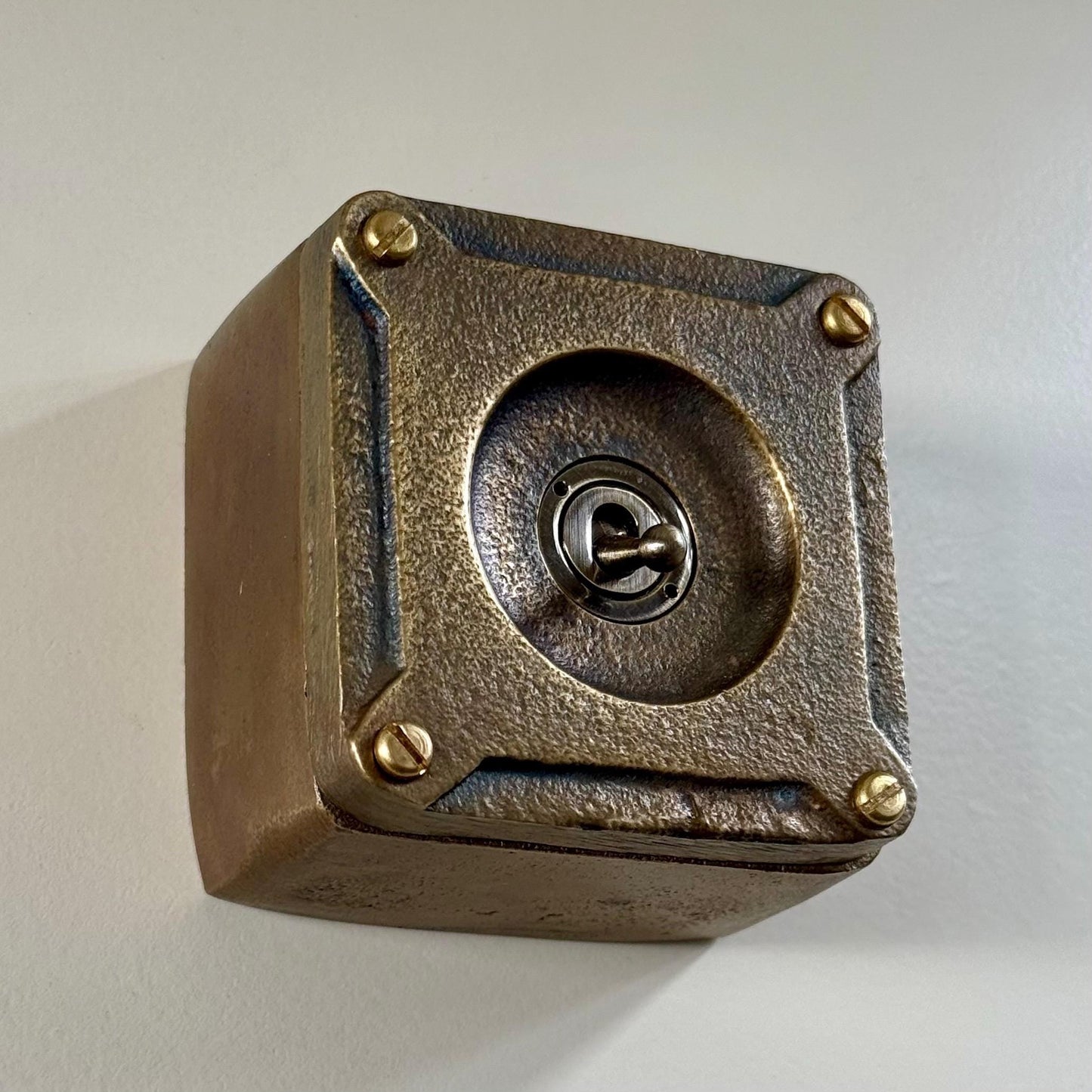 Single Gang Bronze Solid Cast Metal Surface Mounting Light Switch Industrial 2 Way - BS EN Approved Vintage Britmac Style