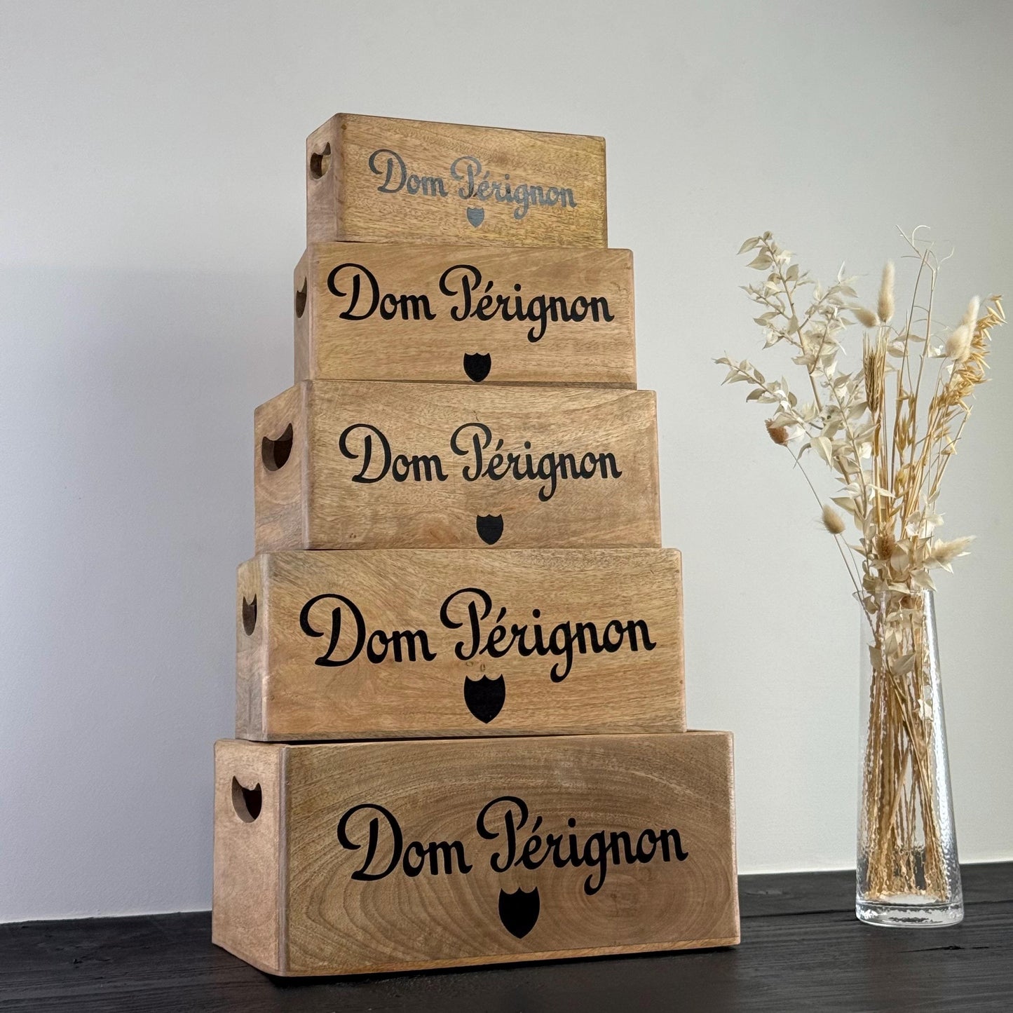 Dom Perignon Storage Wooden Champagne Crates Natural Finish