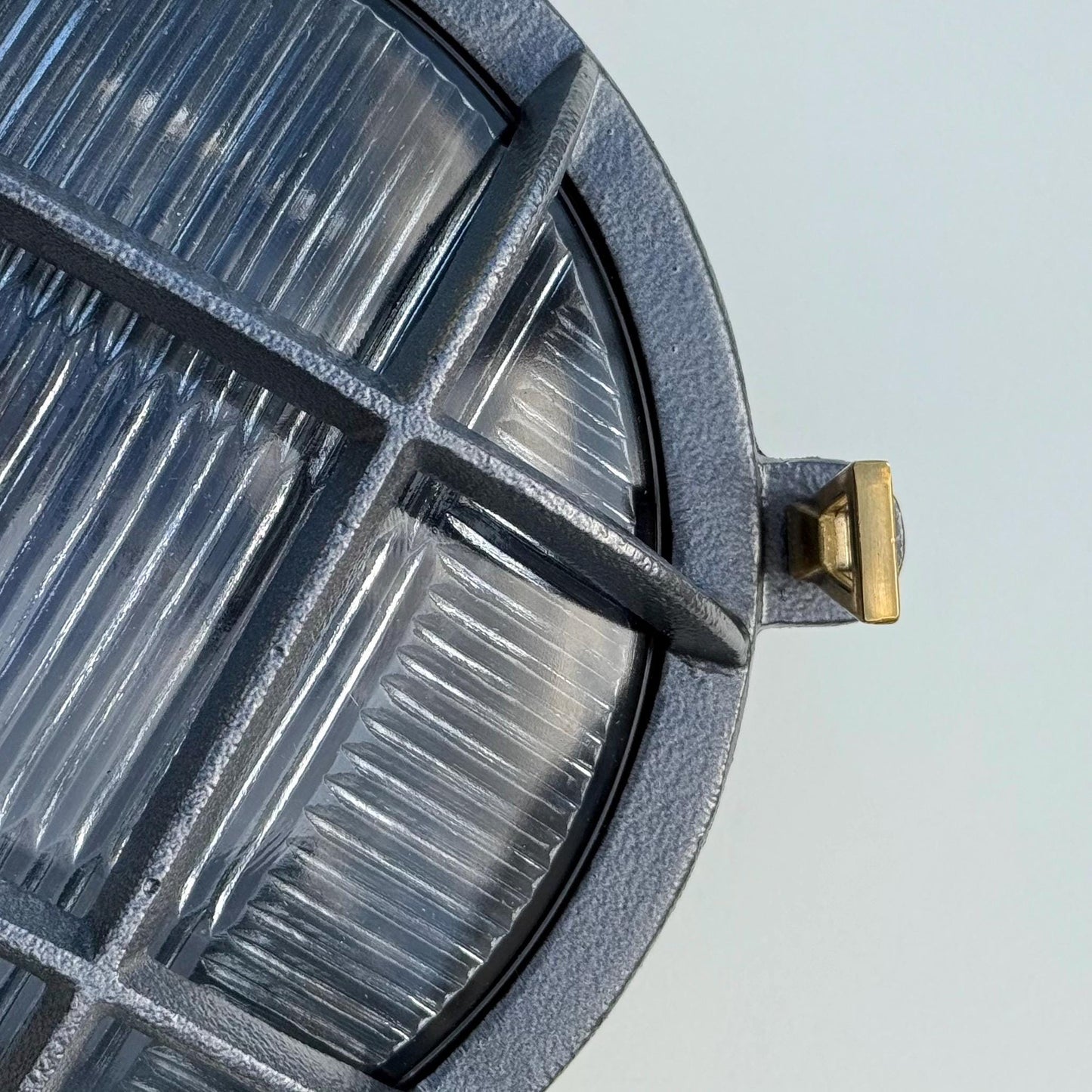 Wroxham ~ Cast Pewter Caged Nautical Bulkhead Wall Light Industrial Ceiling Fixture