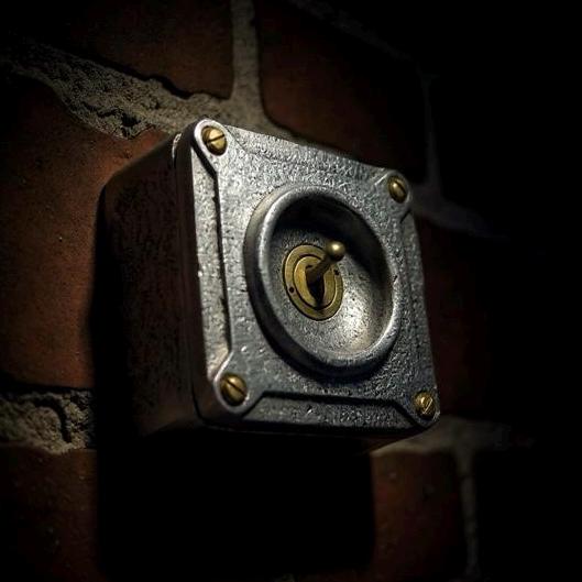 Single Gang Solid Metal Conduit Toggle Light Switch - Industrial Vintage Crabtree