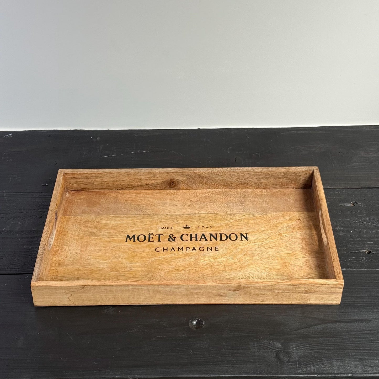 Wooden Serving Trays Moët & Chandon Champagne Butlers Crates Storage Boxes Natural Finish