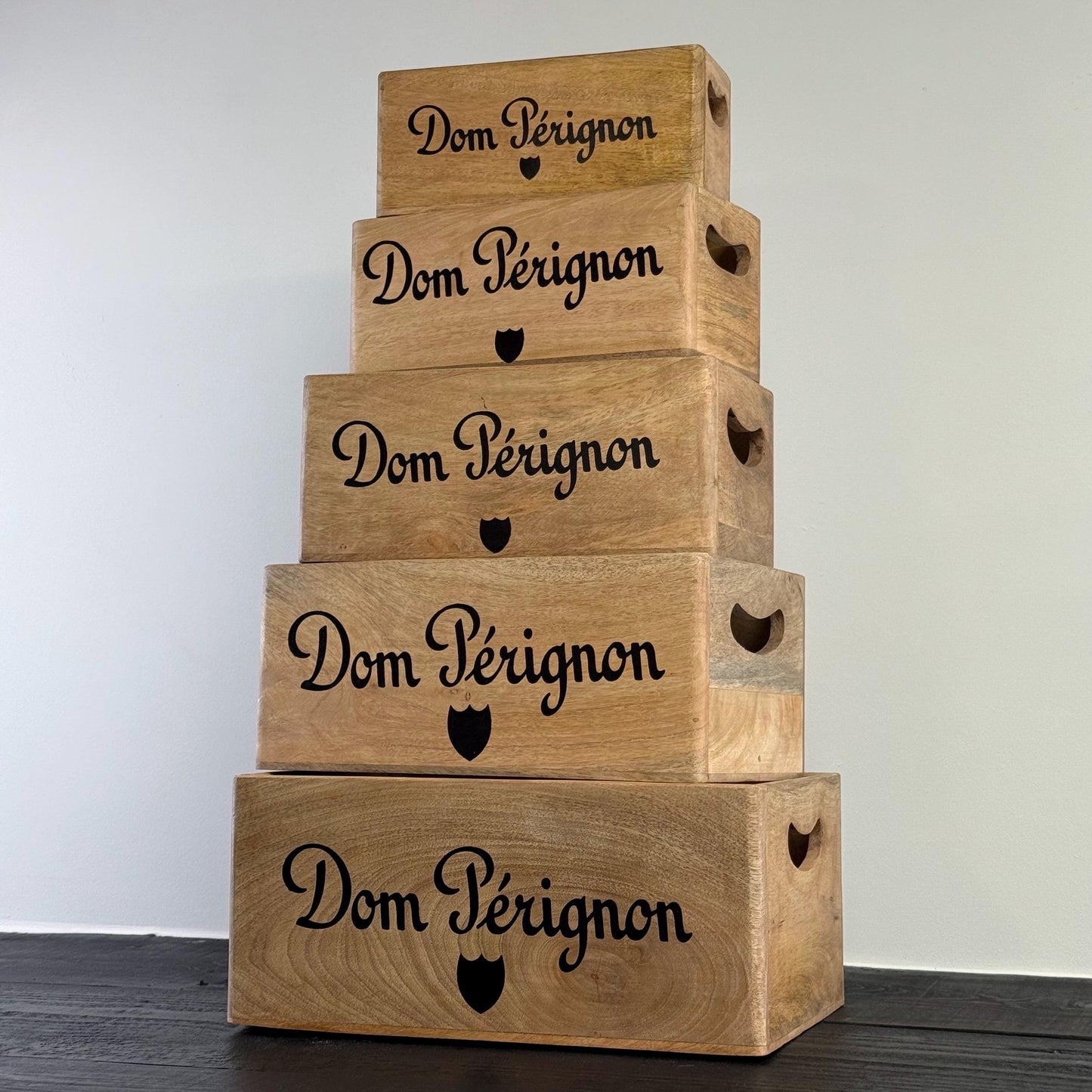 Dom Perignon Storage Wooden Champagne Crates Natural Finish