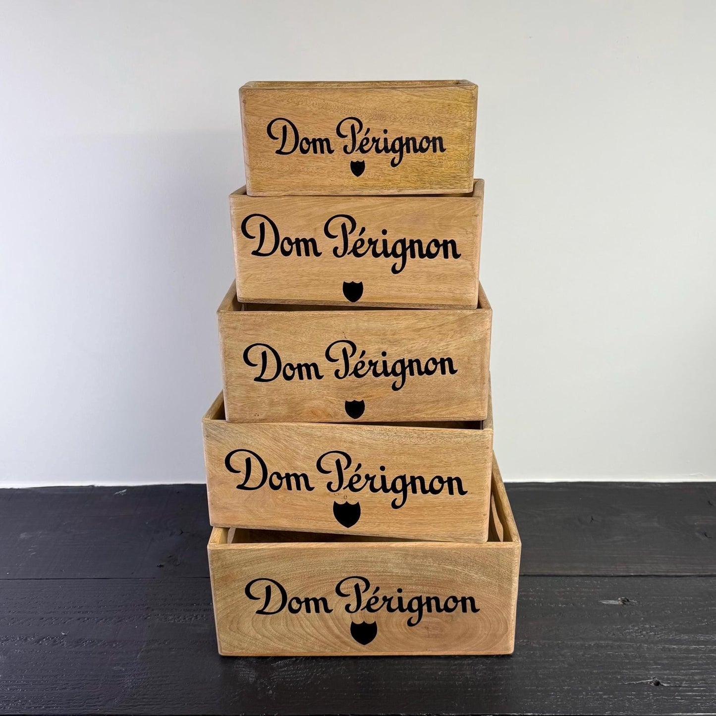Dom Perignon Storage Wooden Champagne Crates Natural Finish