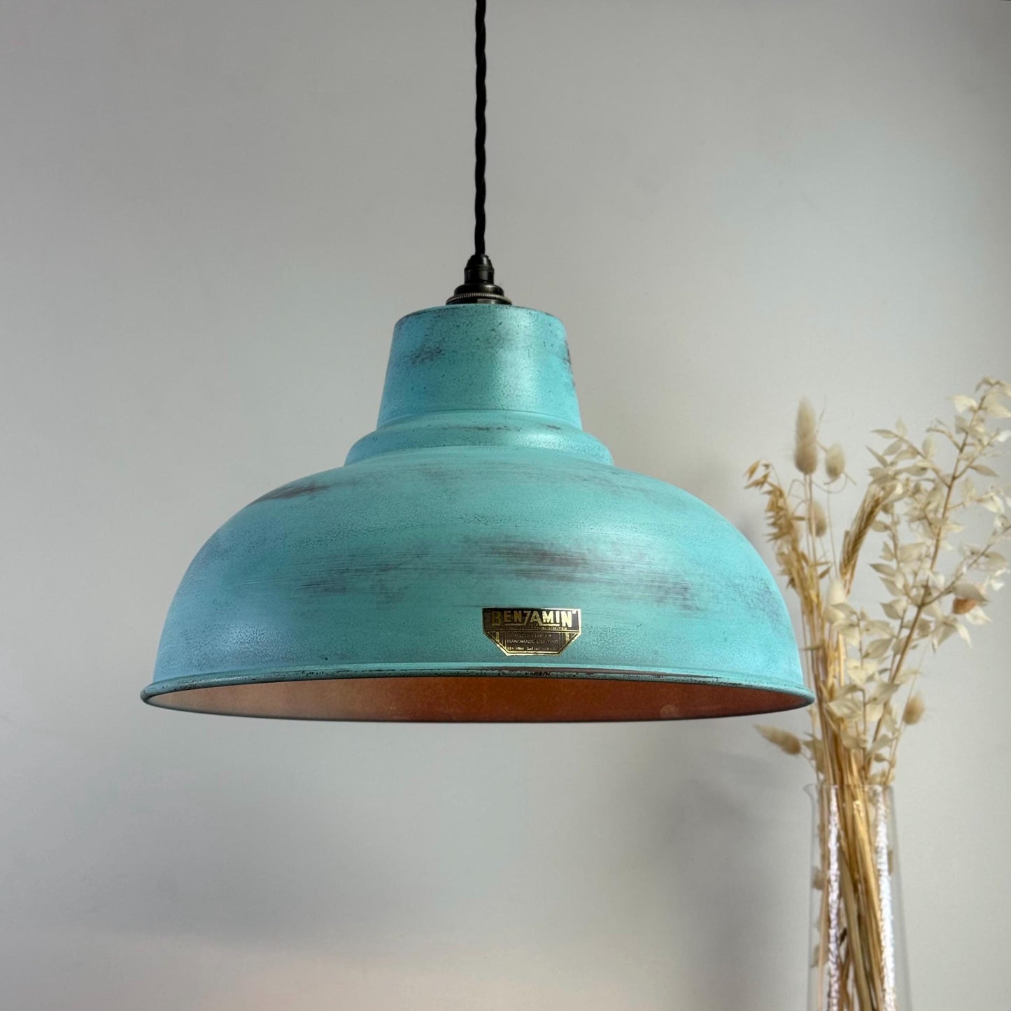 Salthouse XL - Copper Verdigris Patina Industrial Lampshade Pendant Light - 14.5 Inch