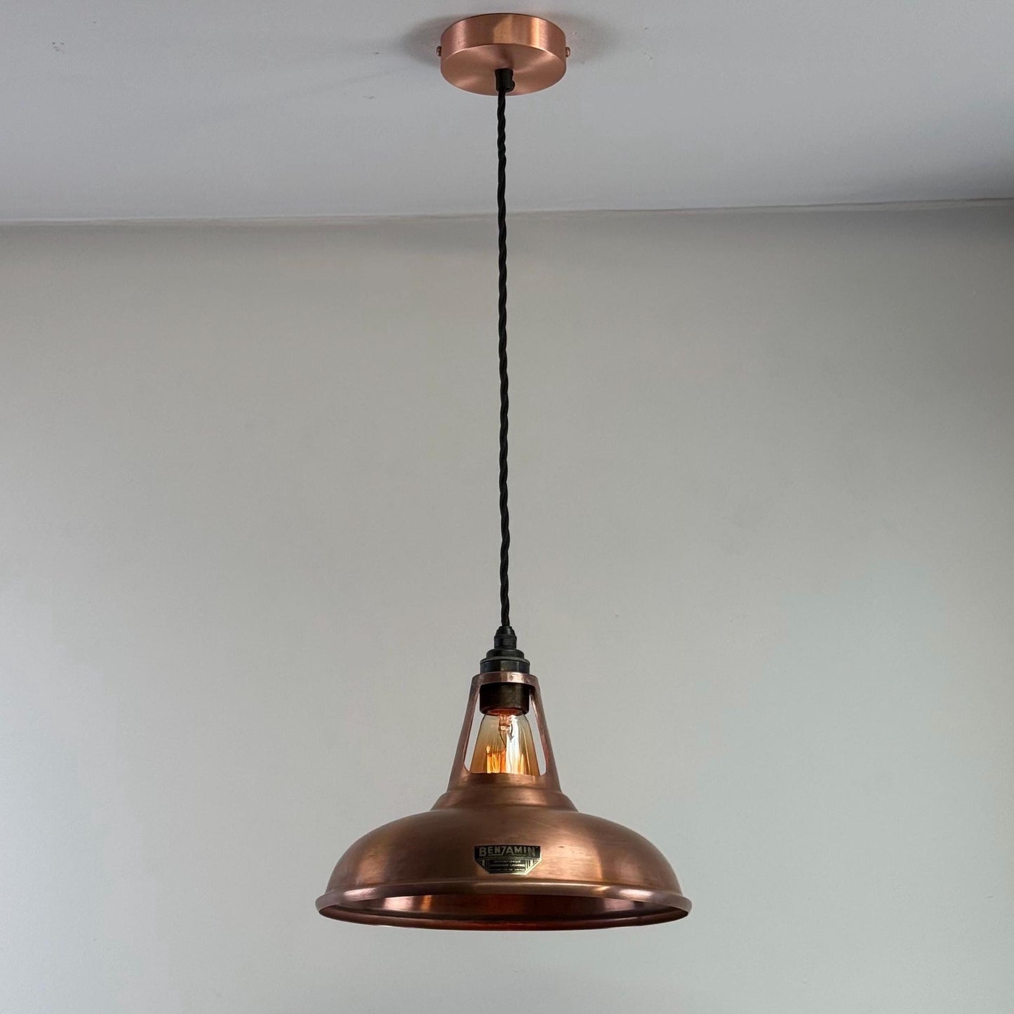 Cawston - Antique Copper Slotted Lampshade Pendant Ceiling Light - 11 Inch