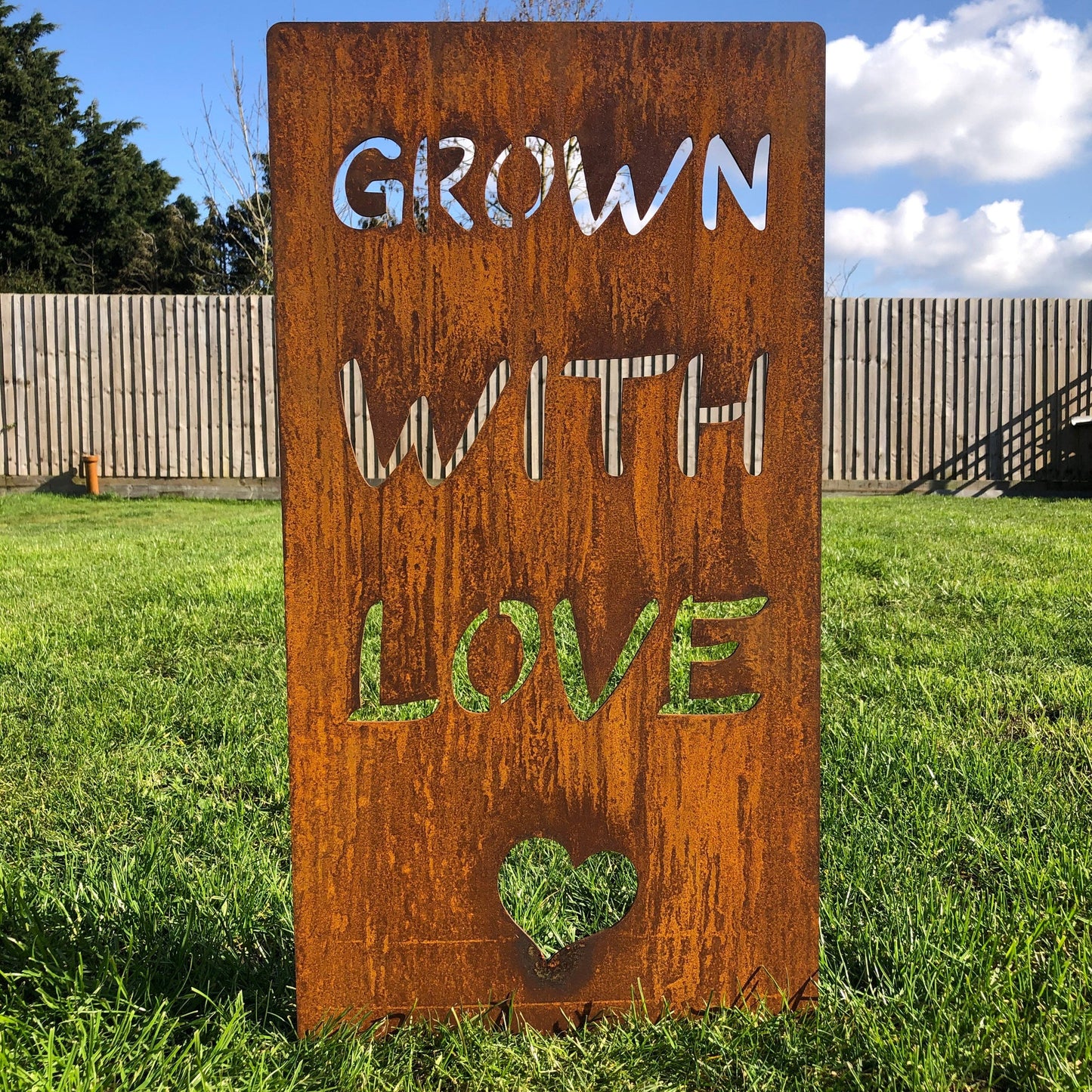 Rusty Metal Grown With Love Garden Sign