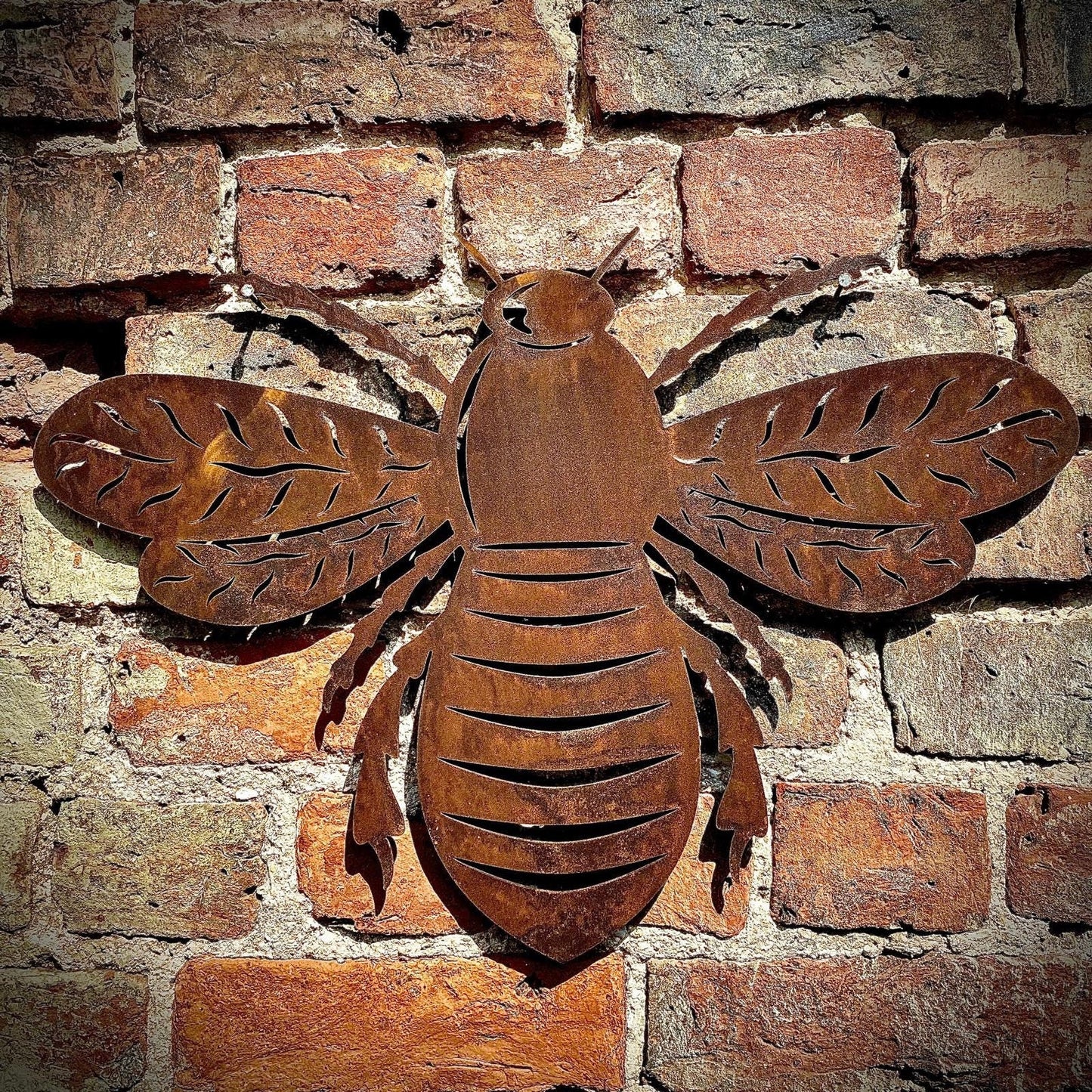 Large Rusty Metal Bee Plaque Wall Art