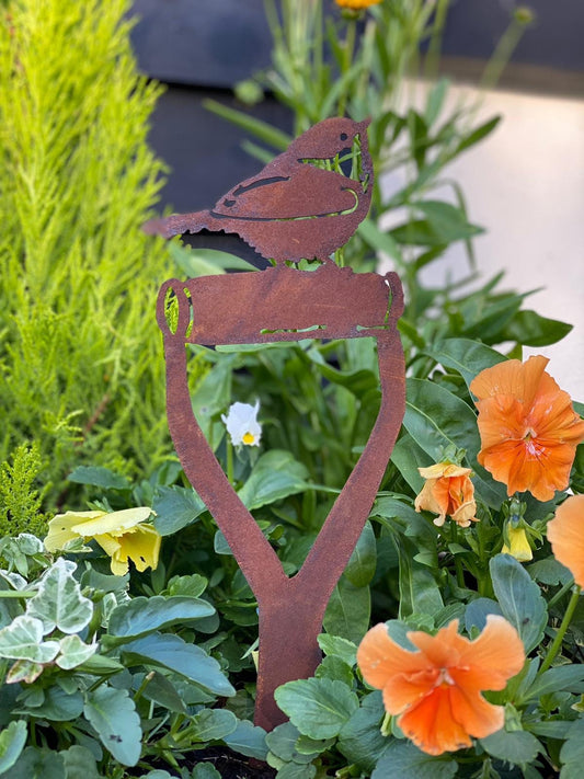 Buy Rusty Metal Bird On A Spade Garden Decoration Online - Fast Nationwide Delivery