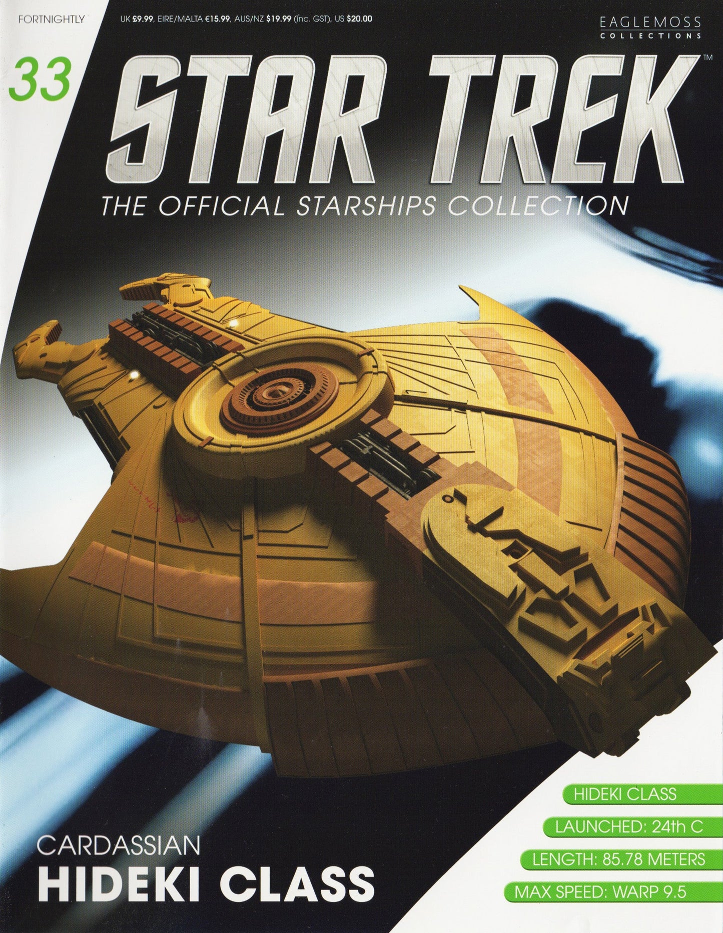 #33 Cardassian Hideki Starship Model Die Cast Ship (Eaglemoss / Star Trek)