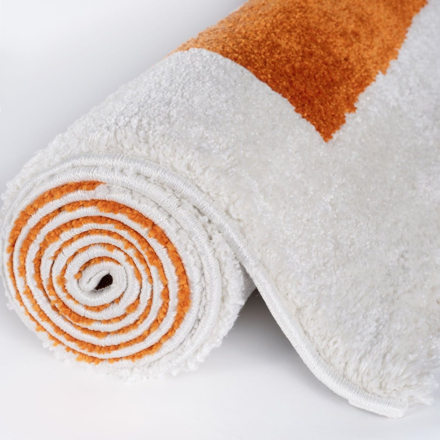 Joli Geometric Orange & White Rug