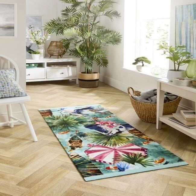 Washable Indoor Mat Tropical Design