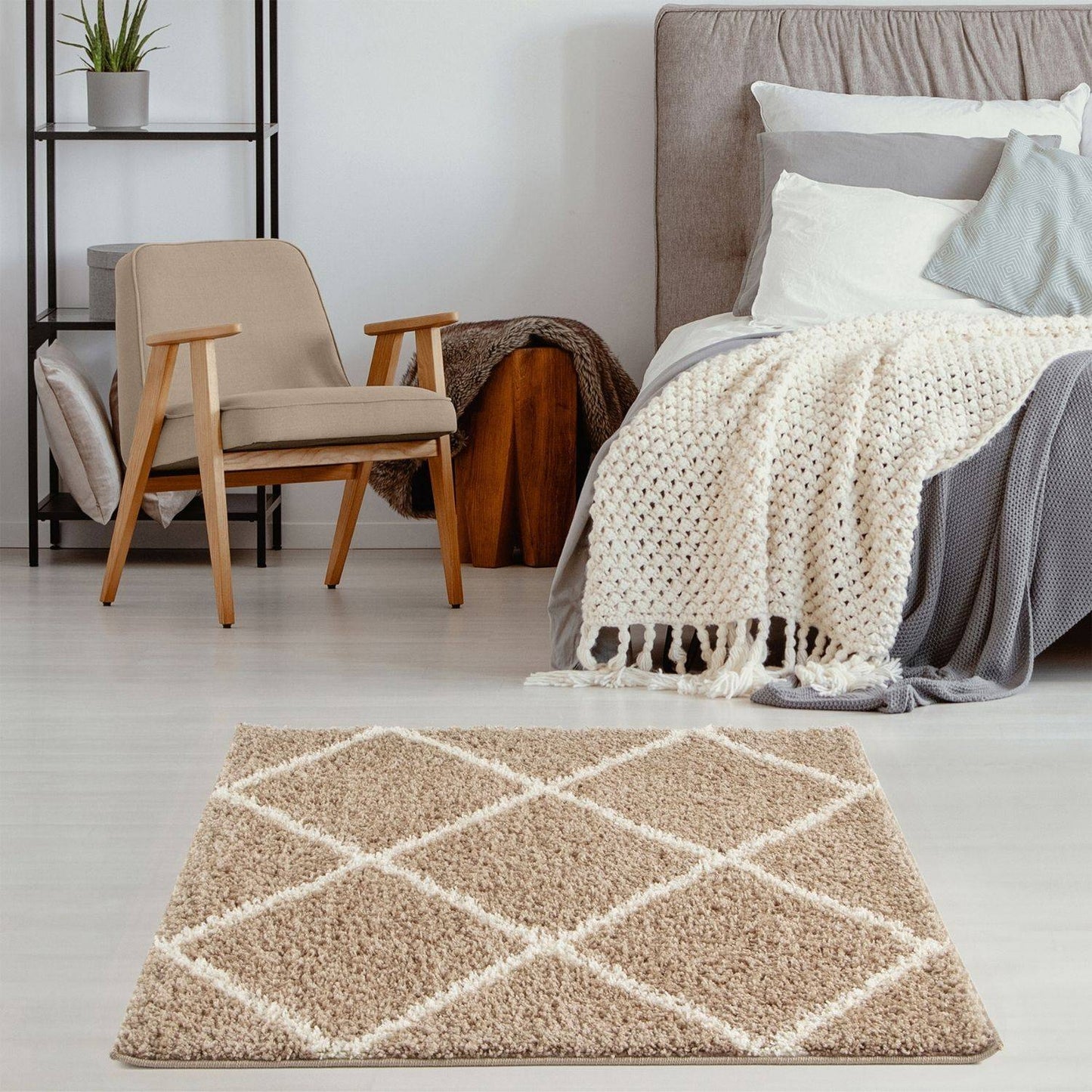 Moroccan Beige Shaggy Rug | 520