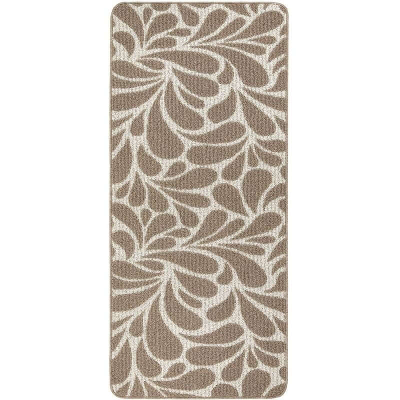Patterned Washable Mat and Runner in Cream & Brown