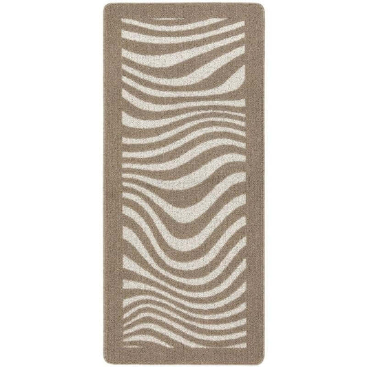 Patterned Washable Mat and Runner in Cream & Brown