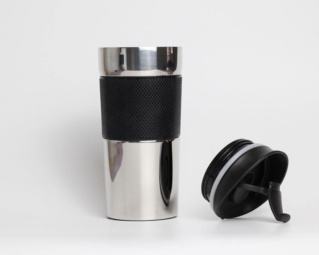 Buy Coffee Tea Travel Mug - Silver & Black Online - Fast Nationwide Delivery