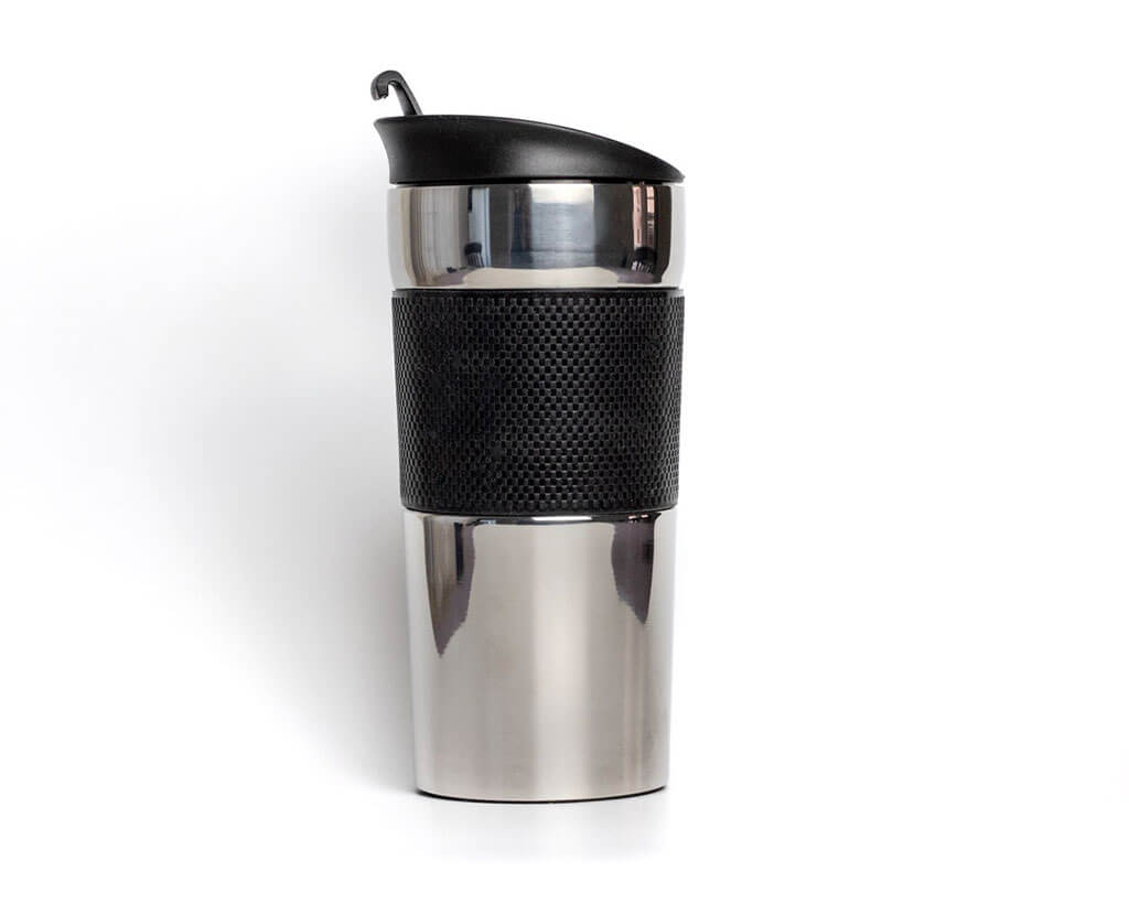 Buy Coffee Tea Travel Mug - Silver & Black Online - Fast Nationwide Delivery