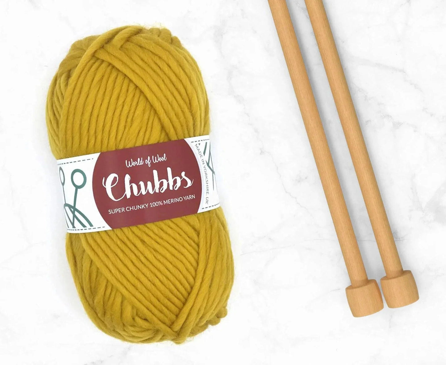 Mustard Merino Super Chunky – Strong Yellow Fabulously Soft Merino Wool Yarn | Available at Teas & Antiques | Fast UK Delivery